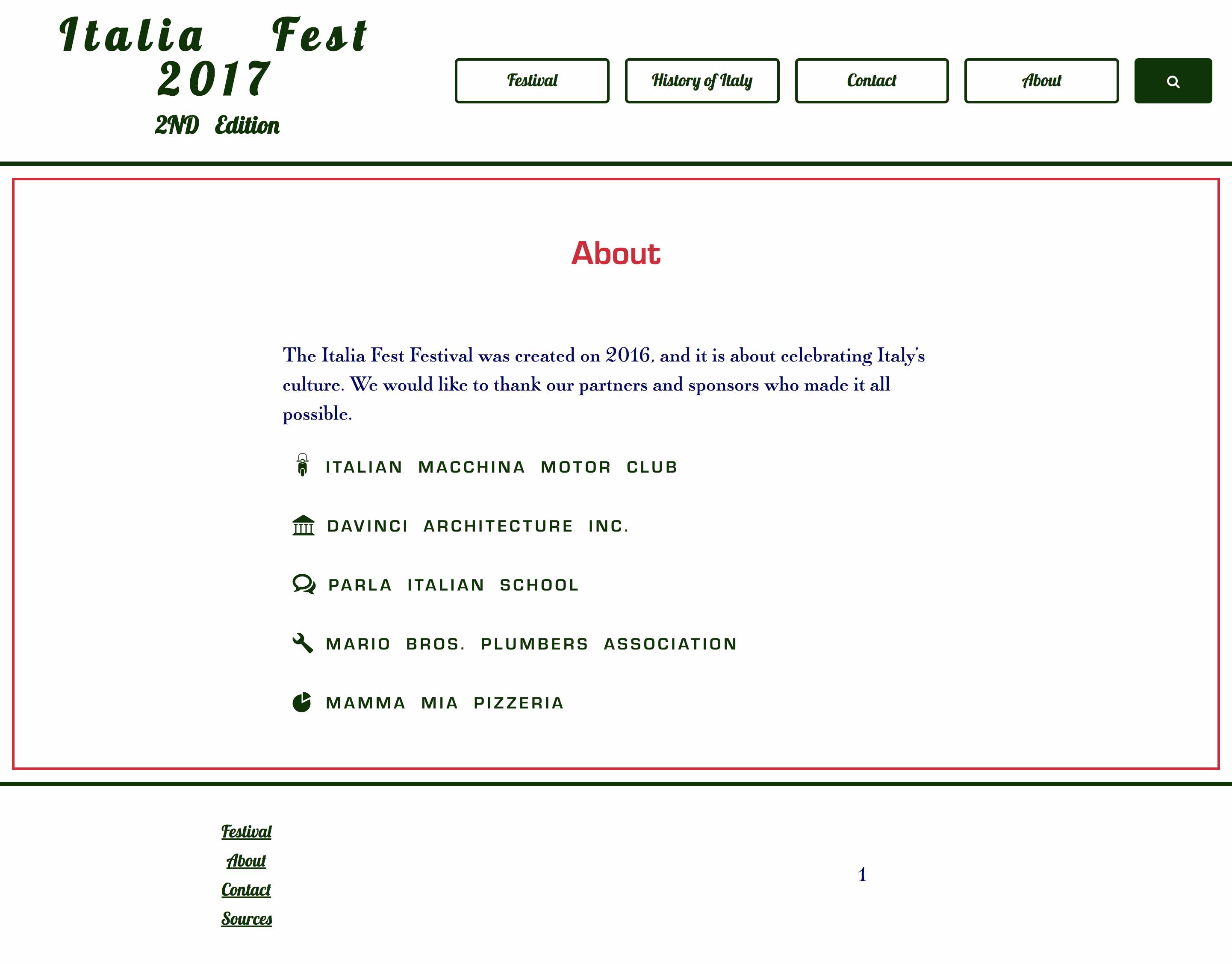 View form the main page for the festival